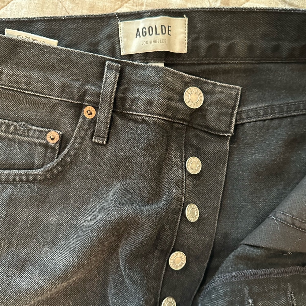 Agolde High Waisted Black Denim Shorts
